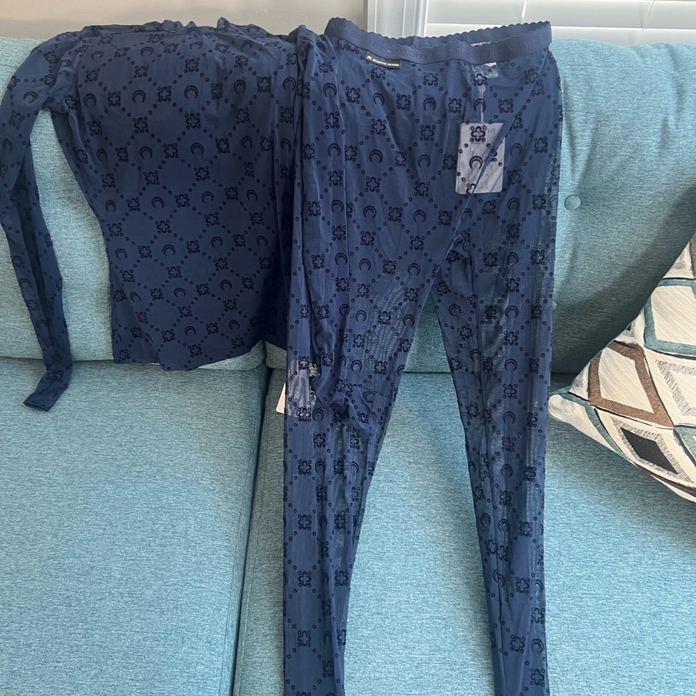 Navy Blue Patterned Two-Piece Set
